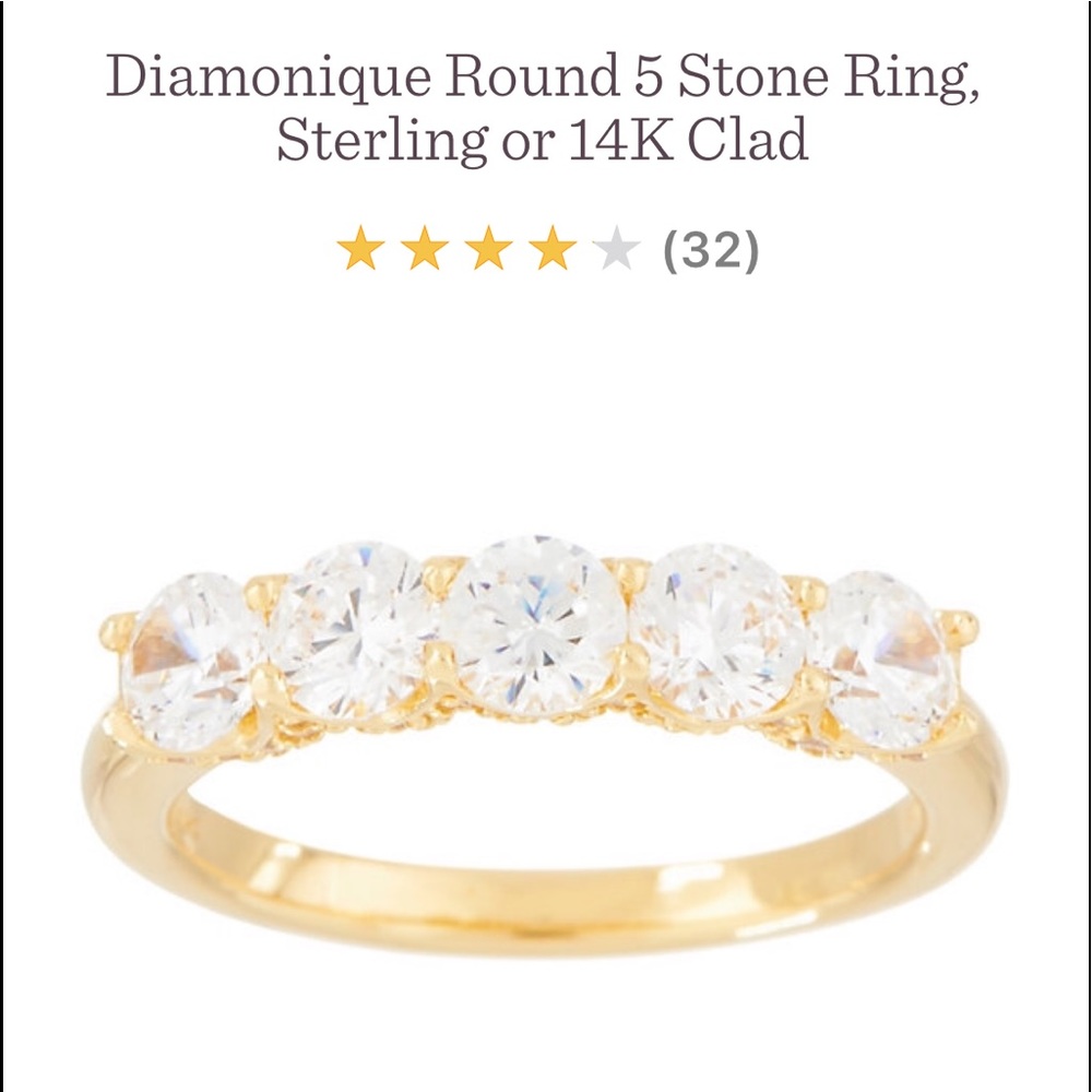 Diamonique 5 stone ring